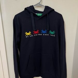 United Colors Of Benetton Black and Yellow Hoodie Sweatshirt